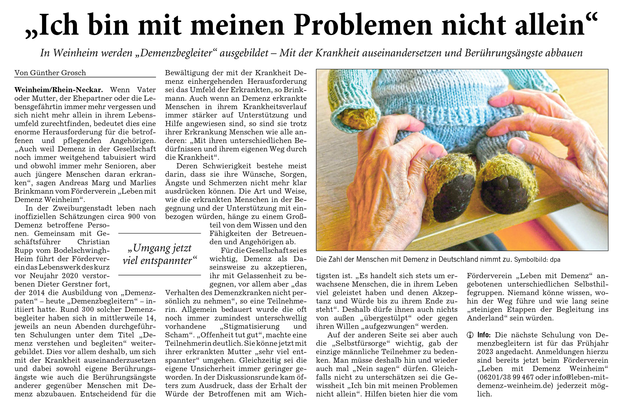 Artikel in der Rhein Neckar Zeitung